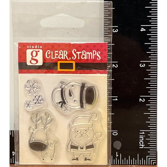 Studio G Clear Stamp SET Christmas Santa Reindeer Snowflake BY LYNETTE TAYLOR - Picture 1 of 2